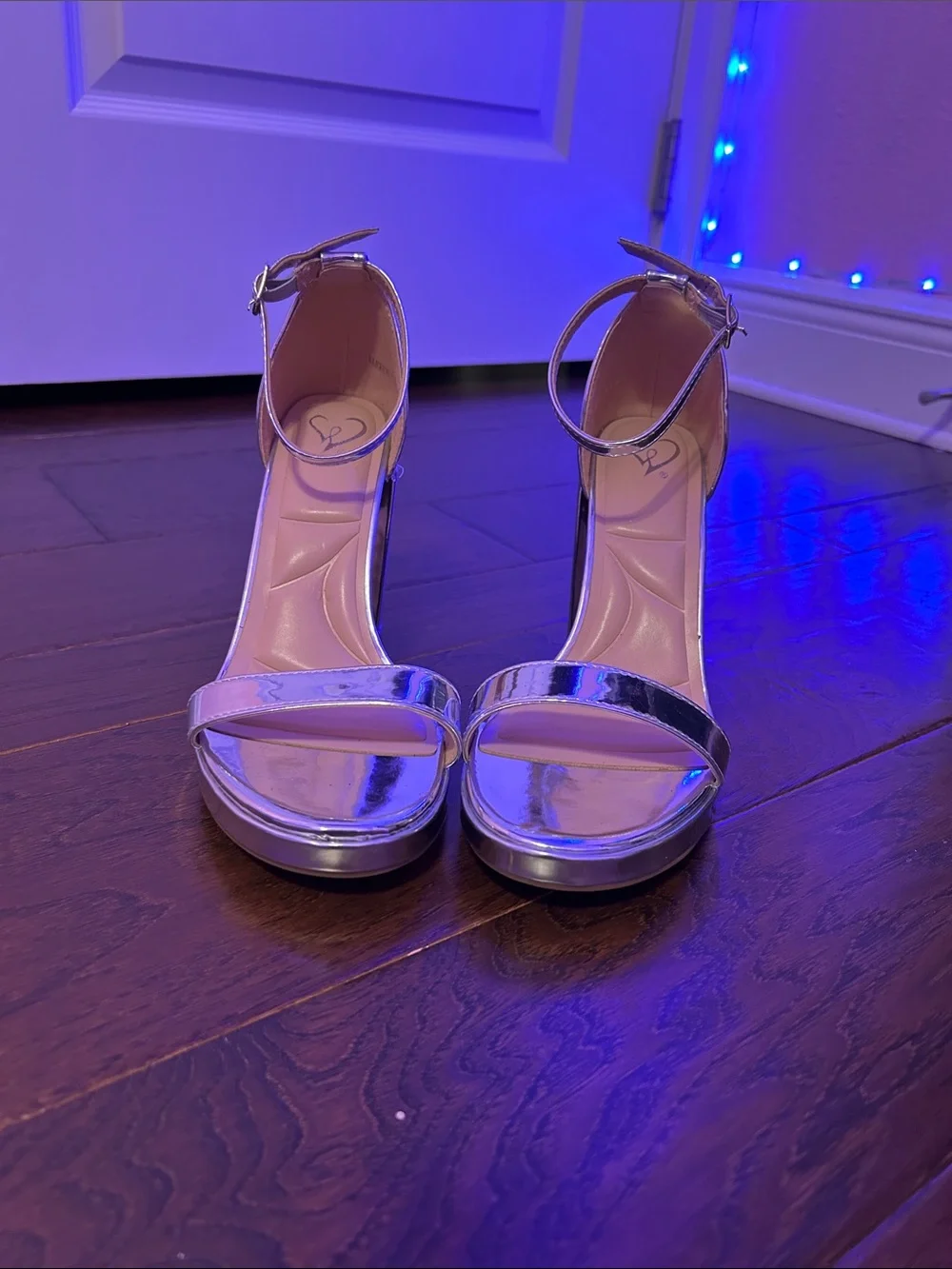 Women’s Silver Metallic Ankle-Strap Platform Sandals
